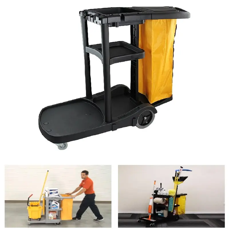 Janitorial Commercial Housekeeping Cart Janitor Cart with Cover & Bag